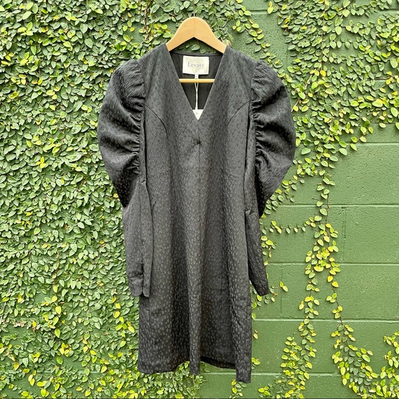 NWT | Levete Room | Black Puff Shoulder fitted Dress | Size M - Picture 5 of 13
